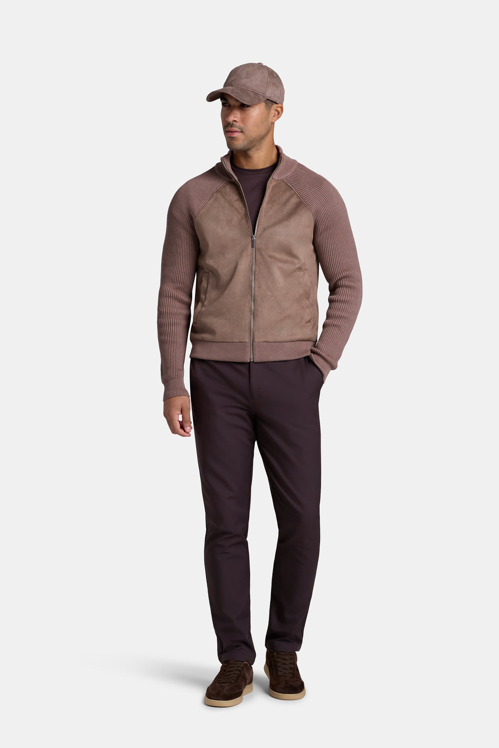 THE PIO FAUX SUEDE CARDIGAN