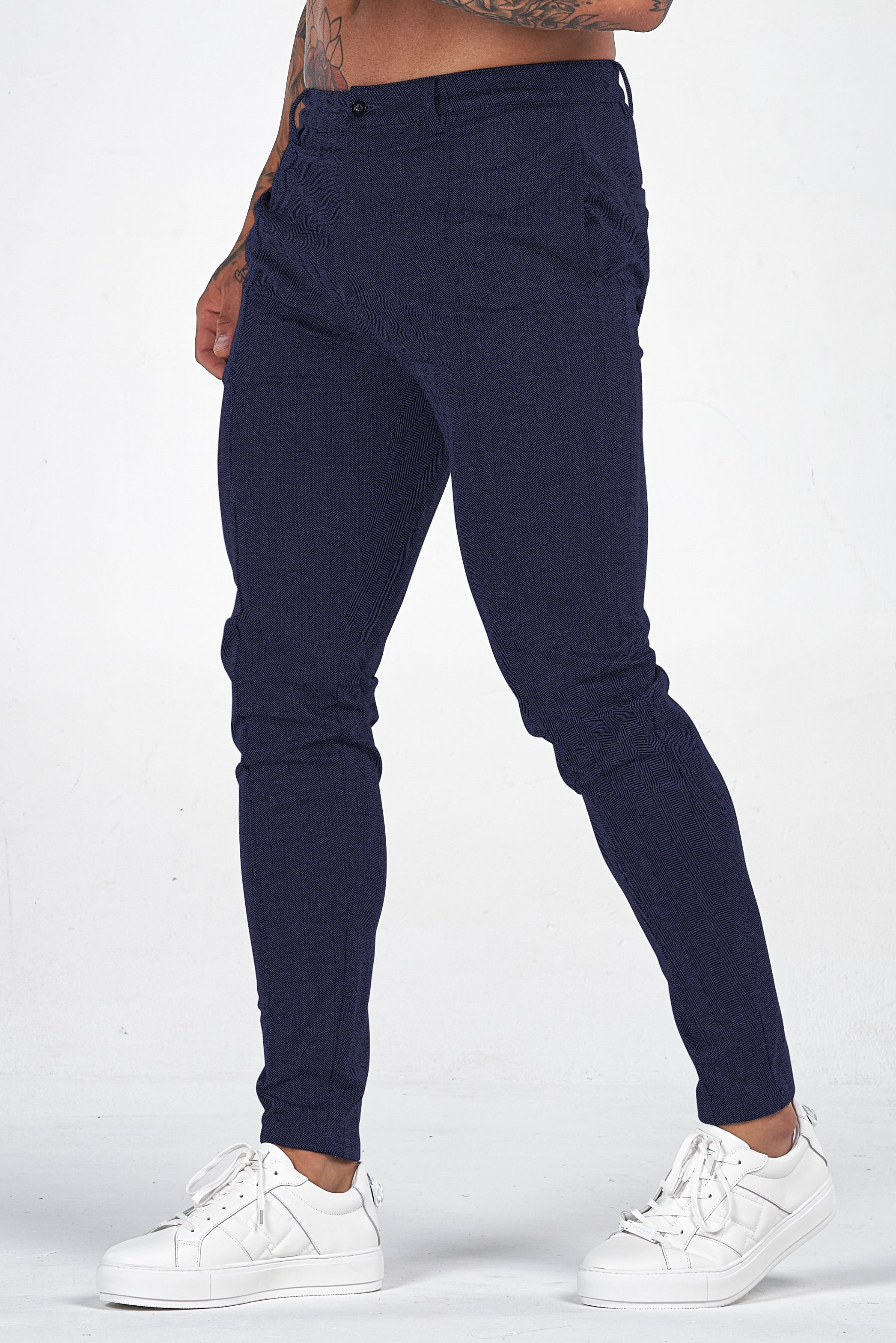 THE CHEVRON TROUSERS - NAVY BLUE