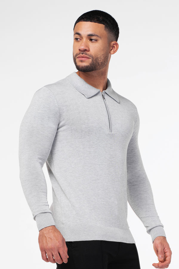 THE VIDA - LONGSLEEVE POLO - GREY - ICON. AMSTERDAM