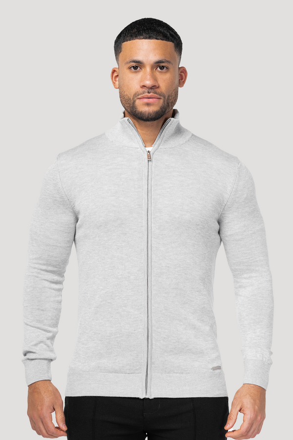 THE SANTONI FULL ZIP SWEATER - GREY - ICON. AMSTERDAM