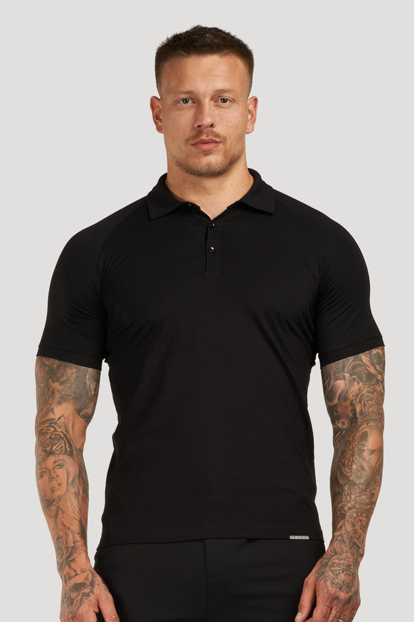 THE MUSCLE BUTTON POLO - NERO